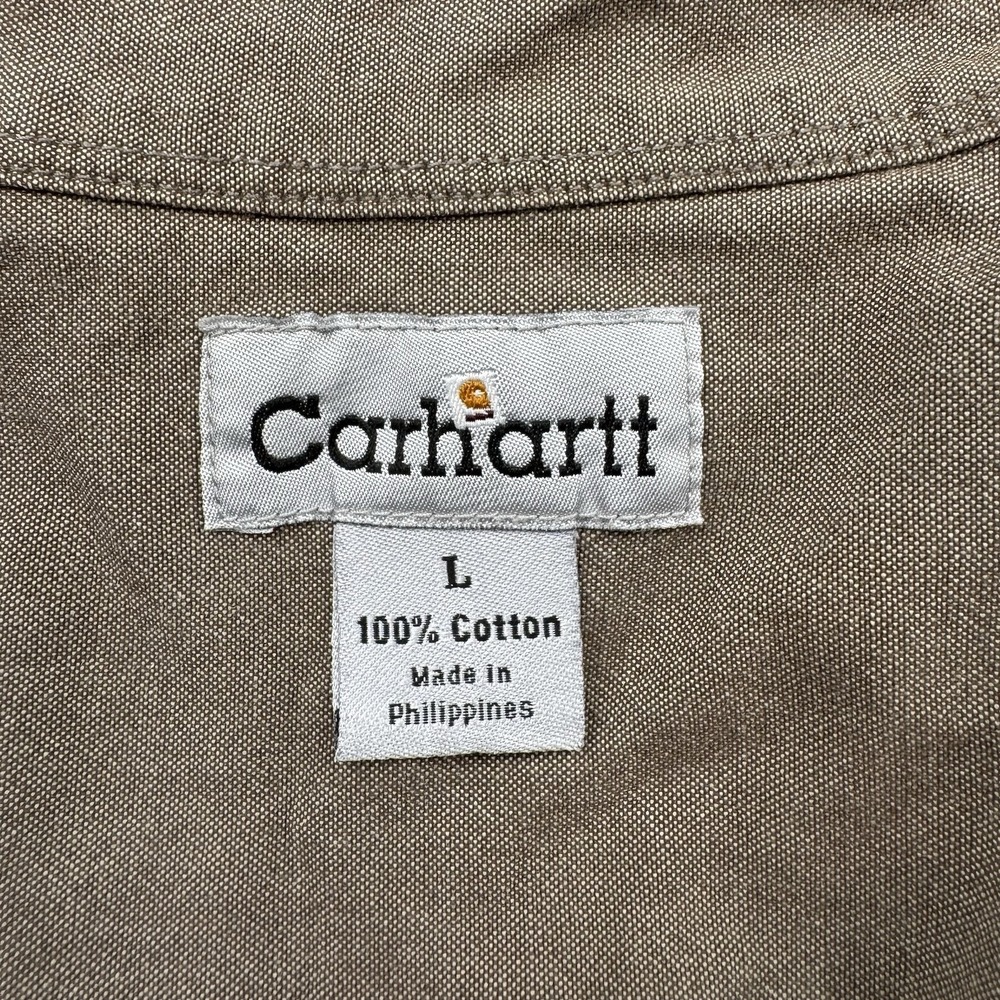 Carhartt Shirt Mens Large Tan Plaid Button Down Short Sleeve Workwear S118 MSC - Picture 13 of 16